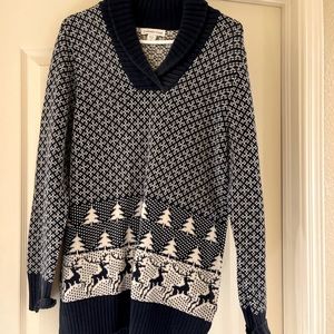 Navy size M Christmas sweater coldwater creek